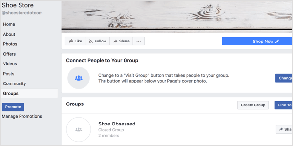 Fliken Facebook lägg till grupper
