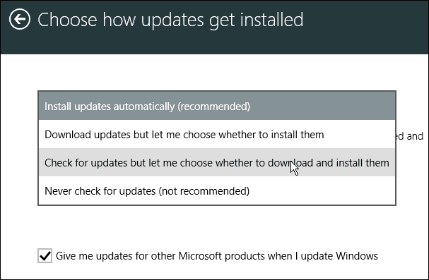 Välj hur uppdateringar kommer att installeras