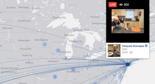 Facebook Live-kartan gör det enkelt för användare att hitta direktsända videosändningar över hela världen.