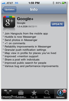 Google+ App-uppdatering för iPhone och andra iOS-enheter
