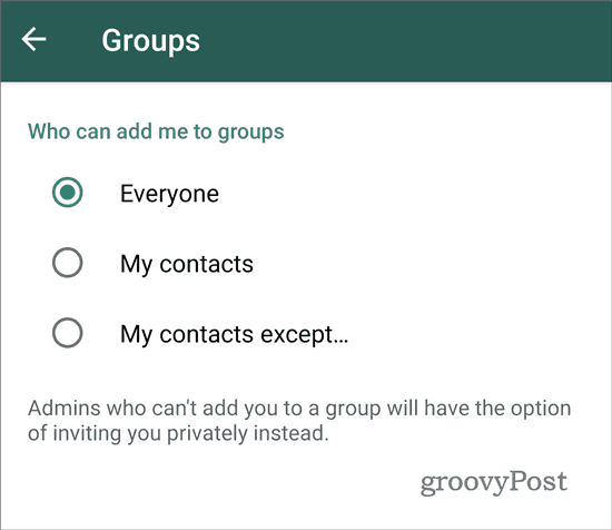WhatsApp sluta lägga till grupper alla (2)