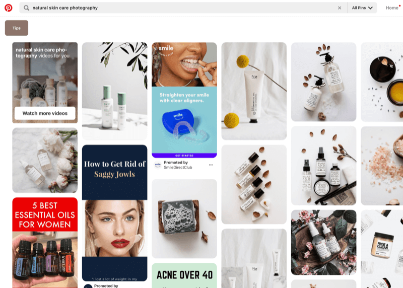 Pinterest söker efter produktbilder för specifik bransch för inspiration