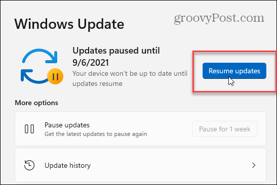 Återuppta Windows 11 -uppdateringar