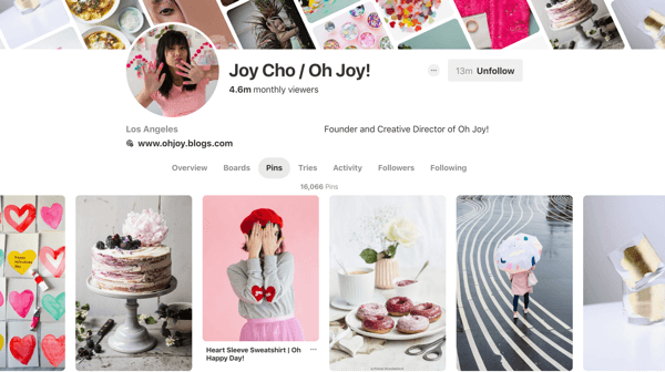 Tips om hur du förbättrar din Pinterest-räckvidd, exempel 6, exempel på Joy Cho Pinterest-stift