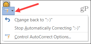 AutoCorrect-knapp i Word i Windows