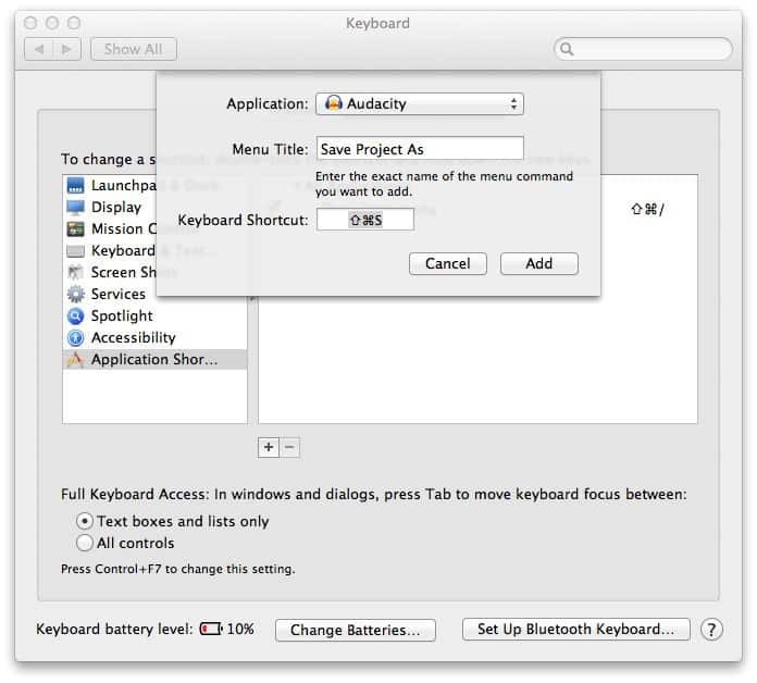 Hur man skapar en kortkommando i alla Mac OS X-program
