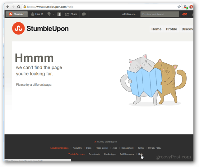 stumbleupon hjälpcenter hittades inte