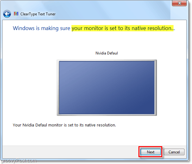 se till att din Windows 7-skärm är inställd på dess ursprungliga upplösning