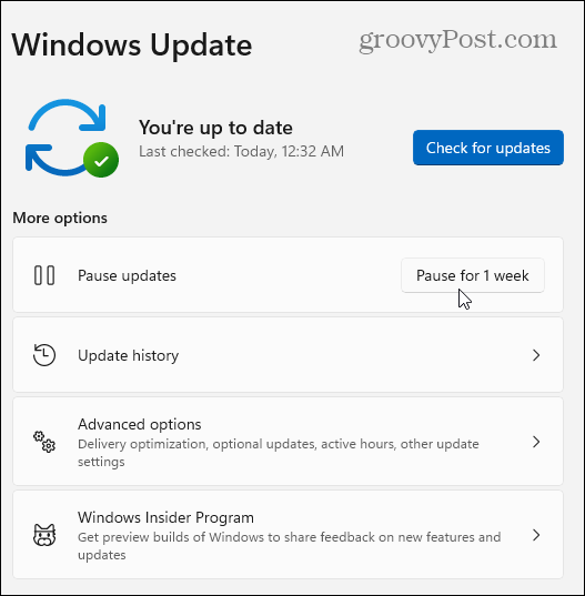 Pausa Windows 11 -uppdateringar