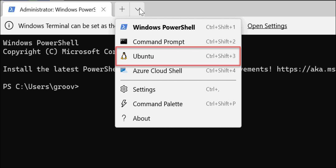 Ubuntu från PowerShell