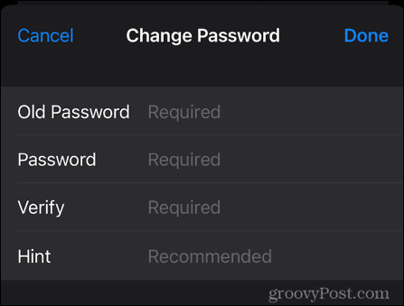 iphone ändra lösenord för anteckningar