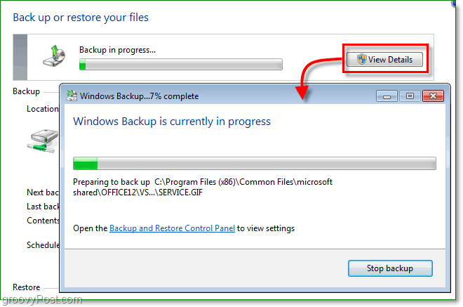 Windows 7-säkerhetskopia - säkerhetskopian kan ta lite tid