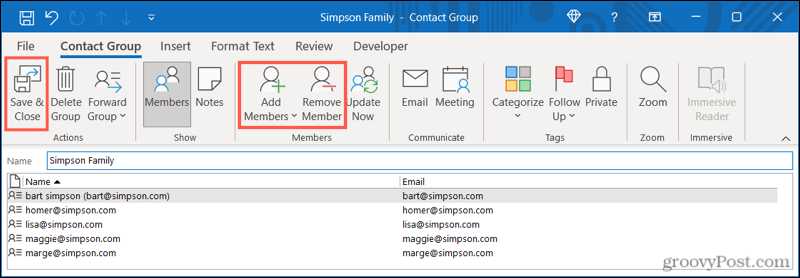 Redigera en kontaktgrupp i Outlook