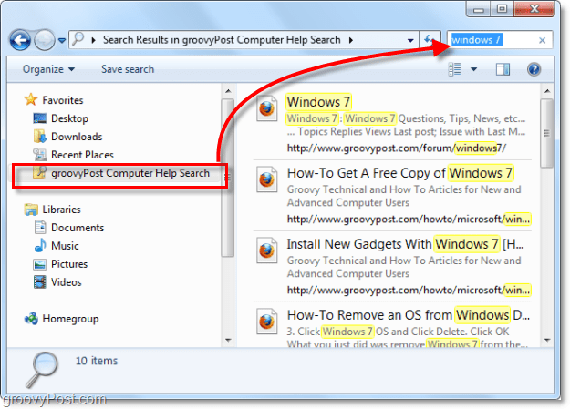 använd en sökkontakt för din favoritlista för att söka på en fjärrplats i Windows 7 som inte är en del av ditt system
