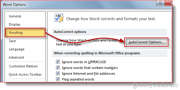 Hur man använder Word 2010 AutoCorrect för att automatiskt ersätta ord eller lägga till symboler utöver grundläggande latinska tecken