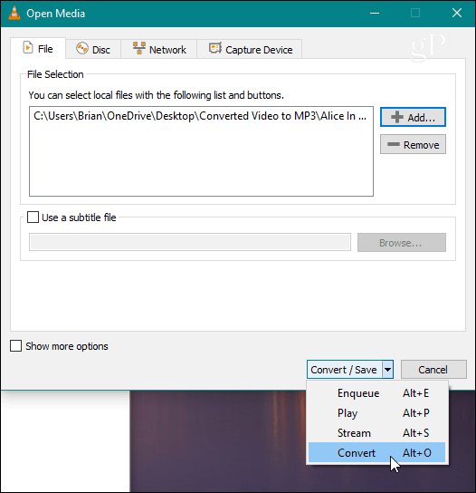  VLC Välj File Convert