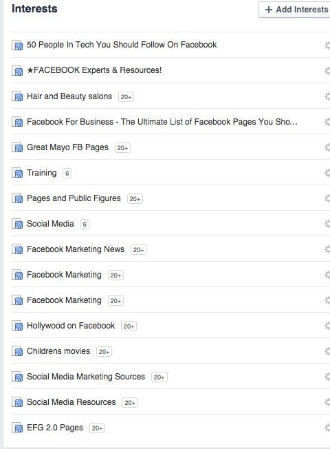 Facebook intresse listor
