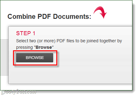 bläddra efter pdf-filer för att ladda upp och kombinera