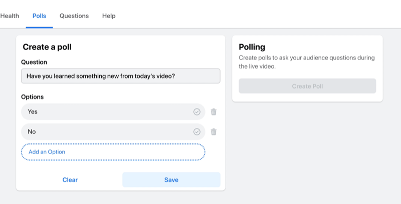 facebook livestreamalternativ för att skapa en omröstning