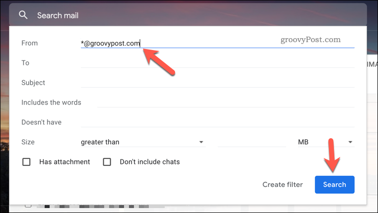 Skapa en ny filtreringsregel i Gmail