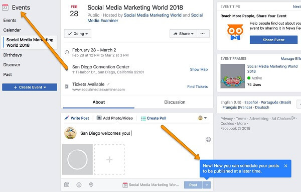  Facebook gör det nu lättare för administratörer och evenemangsskapare att planera och schemalägga inlägg på sina Facebook-evenemangssidor.