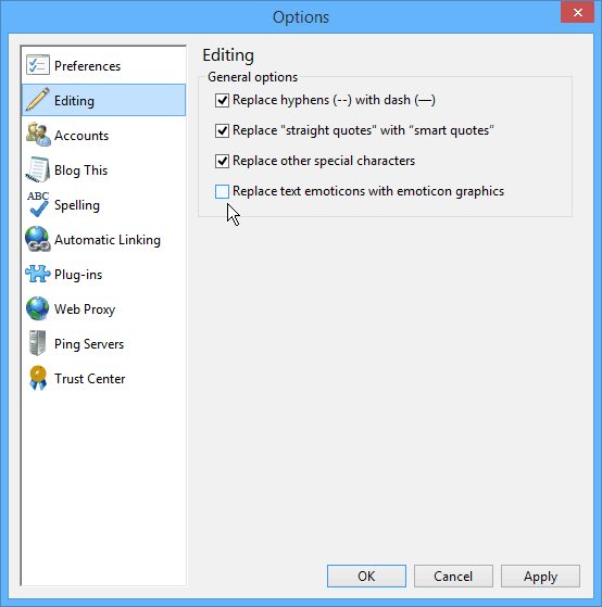 Windows Live Writer Editing