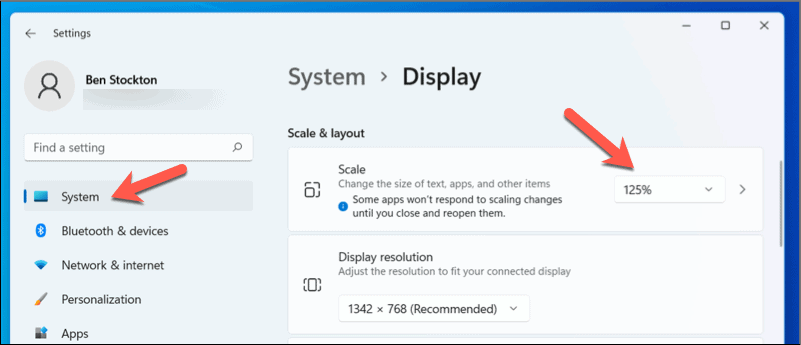 Ändra skalan på Windows 11