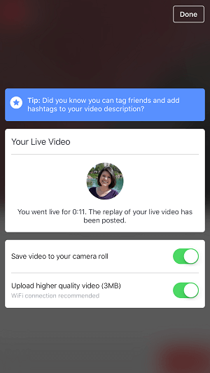 Facebook profil live video alternativ för att spara video