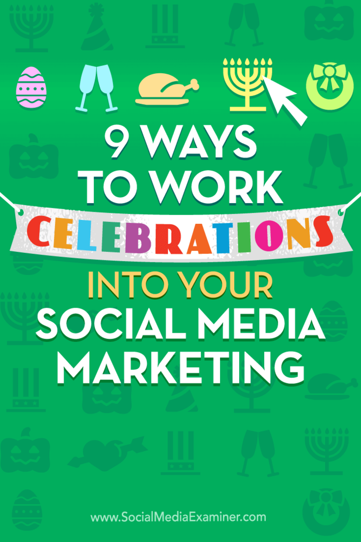 Tips om nio sätt att inkludera firande i din marknadsföringskalender för sociala medier.
