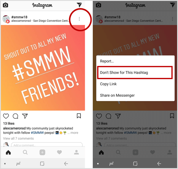 Instagram-inlägg visar inte den här hashtaggen