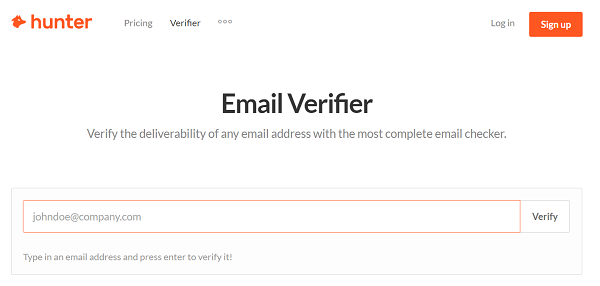 Använd ett verktyg, som Hunter, för att verifiera portvaktens e-postadress.
