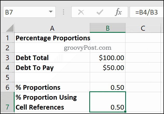Beräkna procentsatser som proportioner med Microsoft Excel