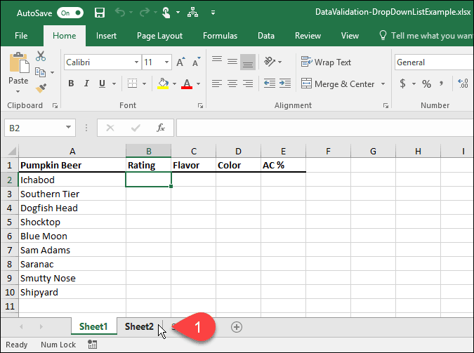 Hur man skapar rullgardinslistor med datavalidering i Microsoft Excel
