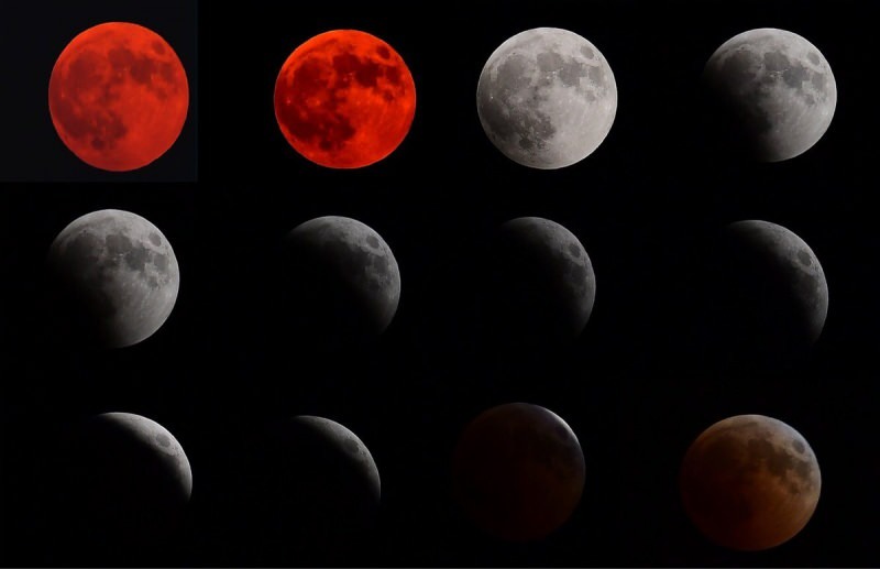 kommer att ses i olika färger under månförmörkelsefasen