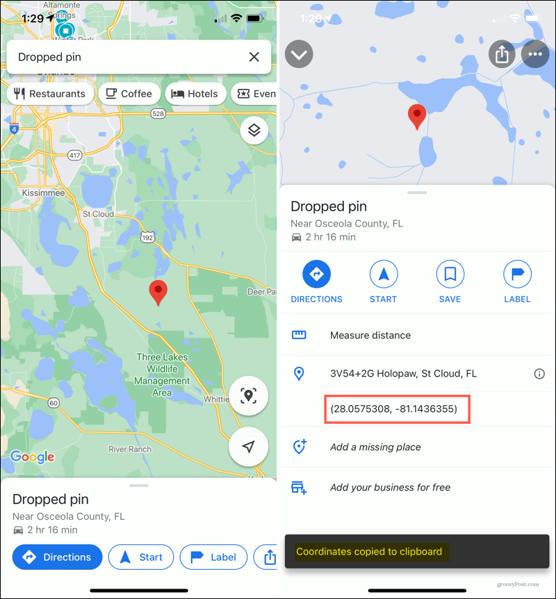 iPhone tappade stift i Google Maps