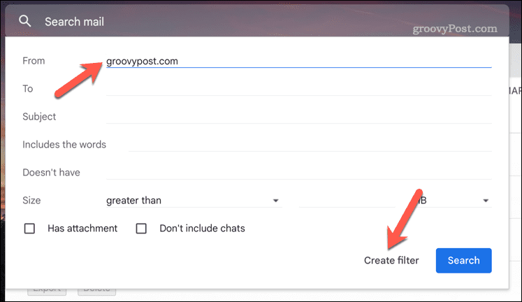Skapa ett Gmail-filter