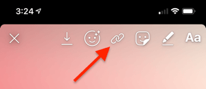 Länkikon för att skapa en Instagram-berättelse med en länk till din IGTV-video.