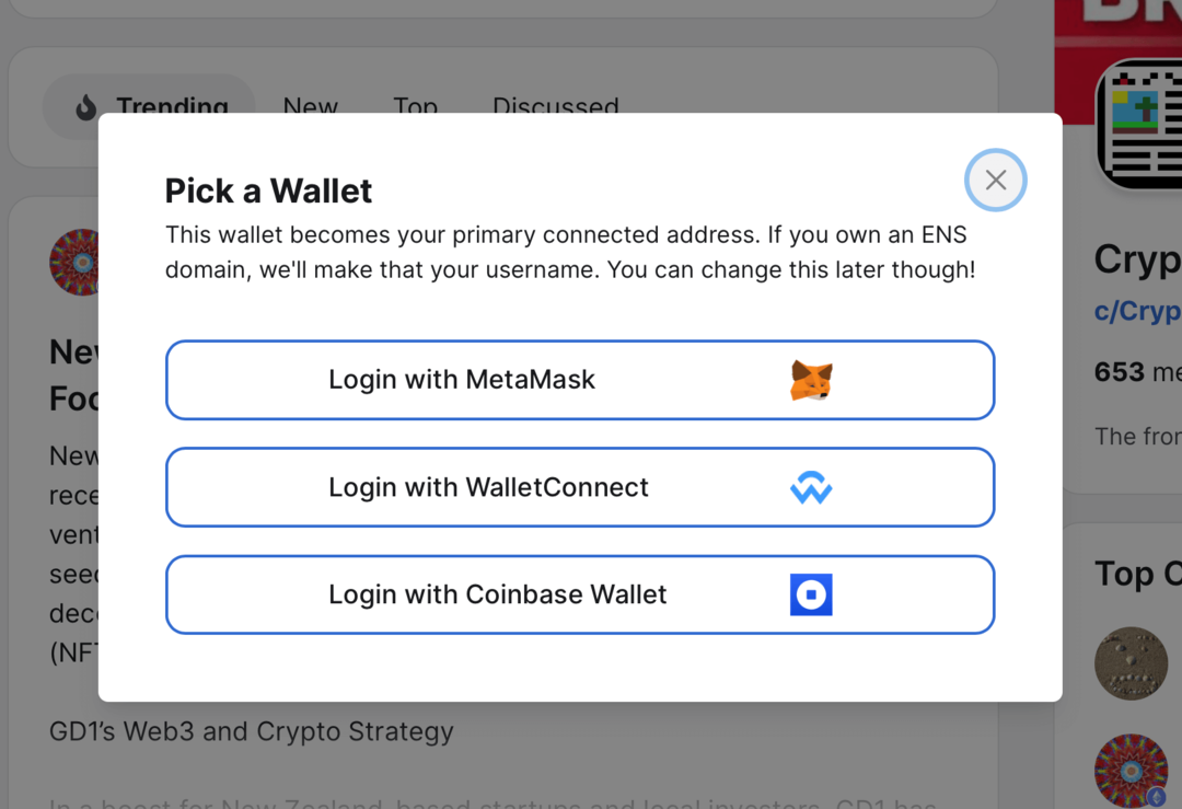 bild av uppmaningen att ansluta kryptoplånbok på gm.xyz webbplats
