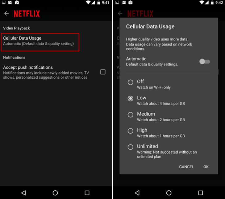 Begränsa Netflix-dataanvändning på Android eller iPhone för att undvika överdrivna avgifter