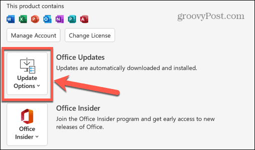alternativ för Outlook-uppdatering