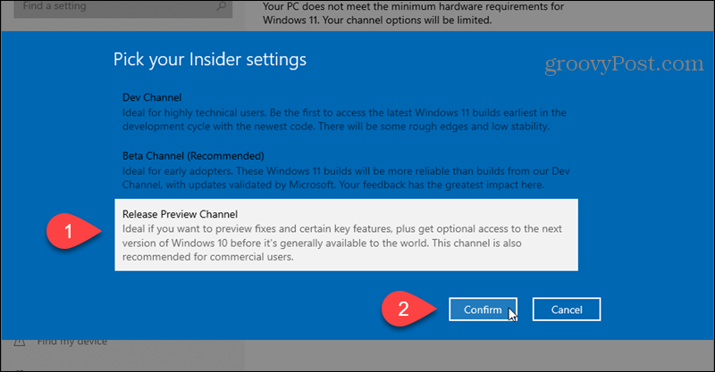 Välj Release Preview Channel för Windows Insider-programmet