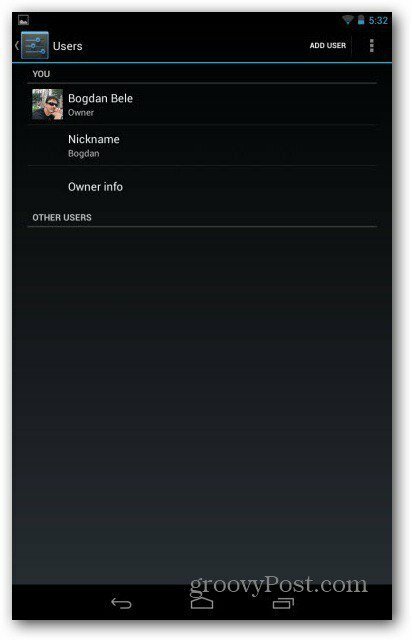 Nexus 7-användarkonton lägger till användare