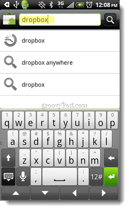 Android Dropbox-sökapp