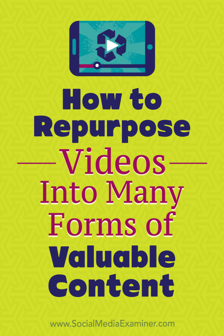 Så här gör du om videoklipp i många olika former av värdefullt innehåll: Social Media Examiner