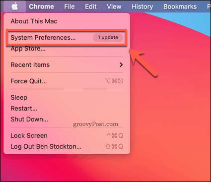 Öppna systeminställningar på Mac