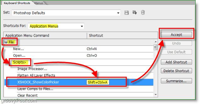 Photoshop Color Picker skärmdump-ställer in en snabbtangent för showcolorpicker