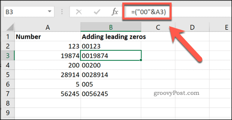 Lägga till ett visst antal ledande nollor till Excel-celler