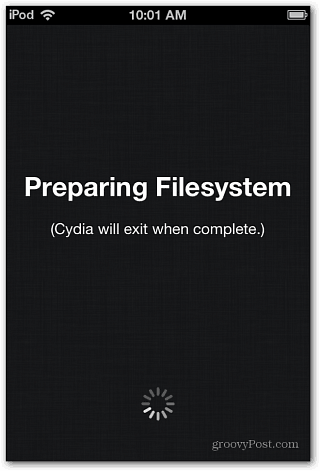 Cydia förbereder filsystem