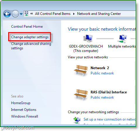 ändra nätverksadapterinställningar i Windows 7