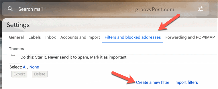 Skapa ett Gmail-filter